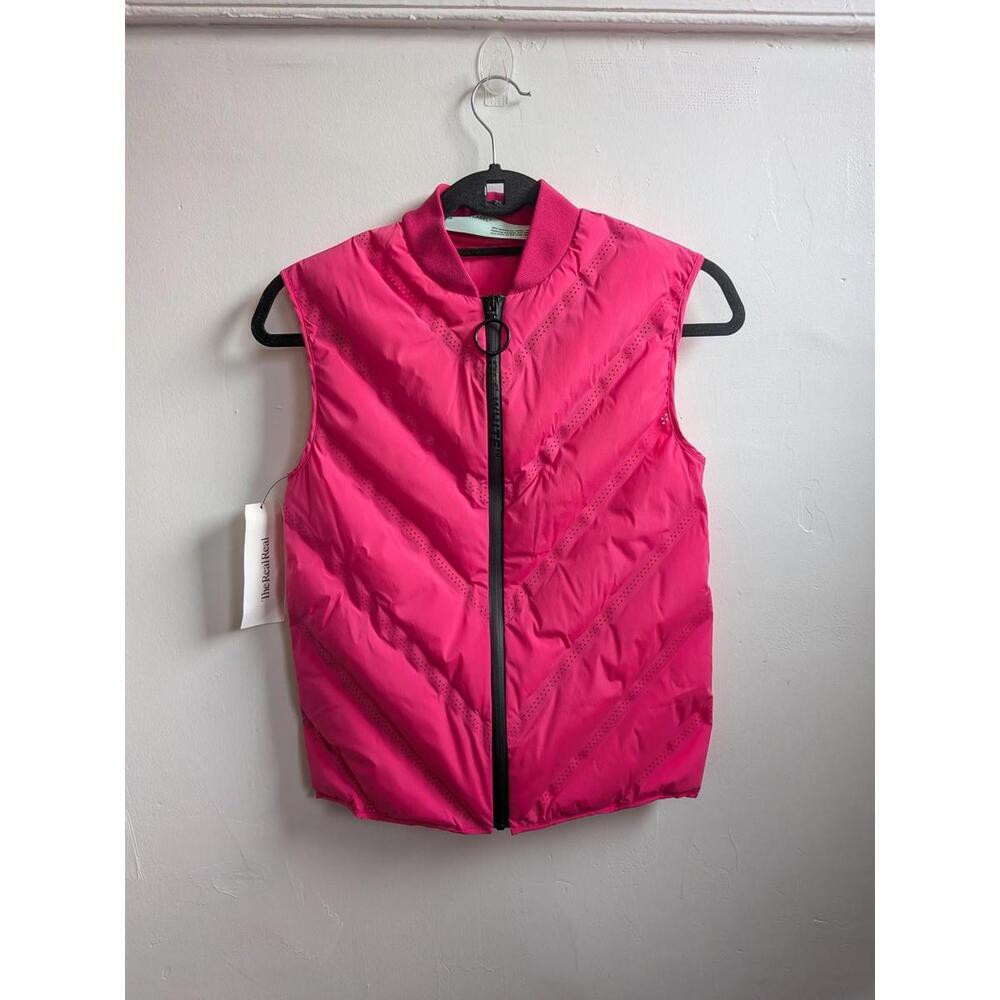 Off-White Quilted Vest Womens XS Pink Perforated Puffer Ring Zip Logo Collar